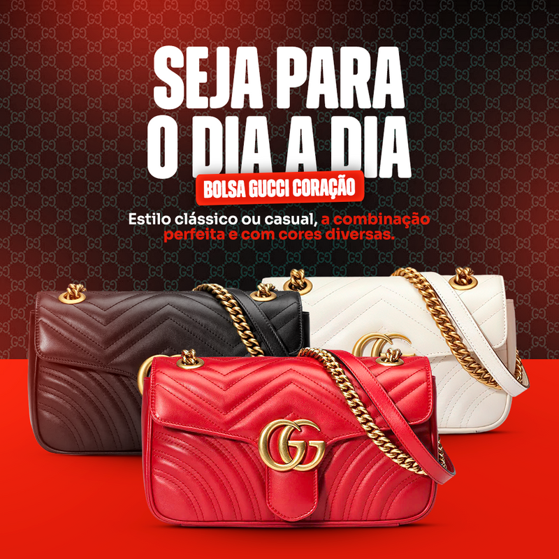 Bolsa Transversal Gucci GG Coração Média Dourado + BRINDE EXCLUSIVO