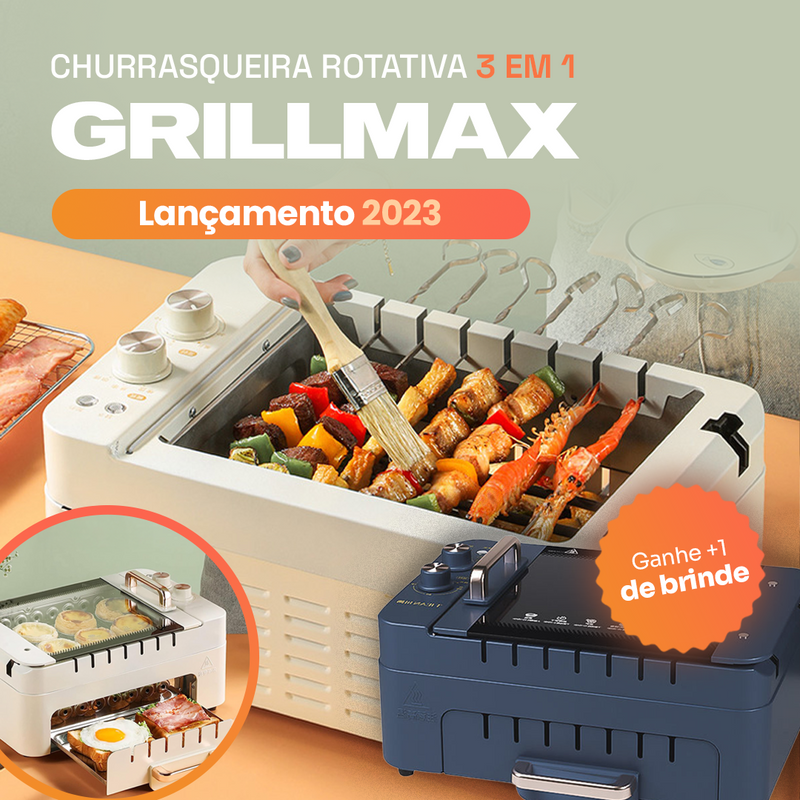 Churrasqueira Elétrica 3 EM 1 - GRILL MAX + COMPRE 1 LEVE 2 UNIDADES