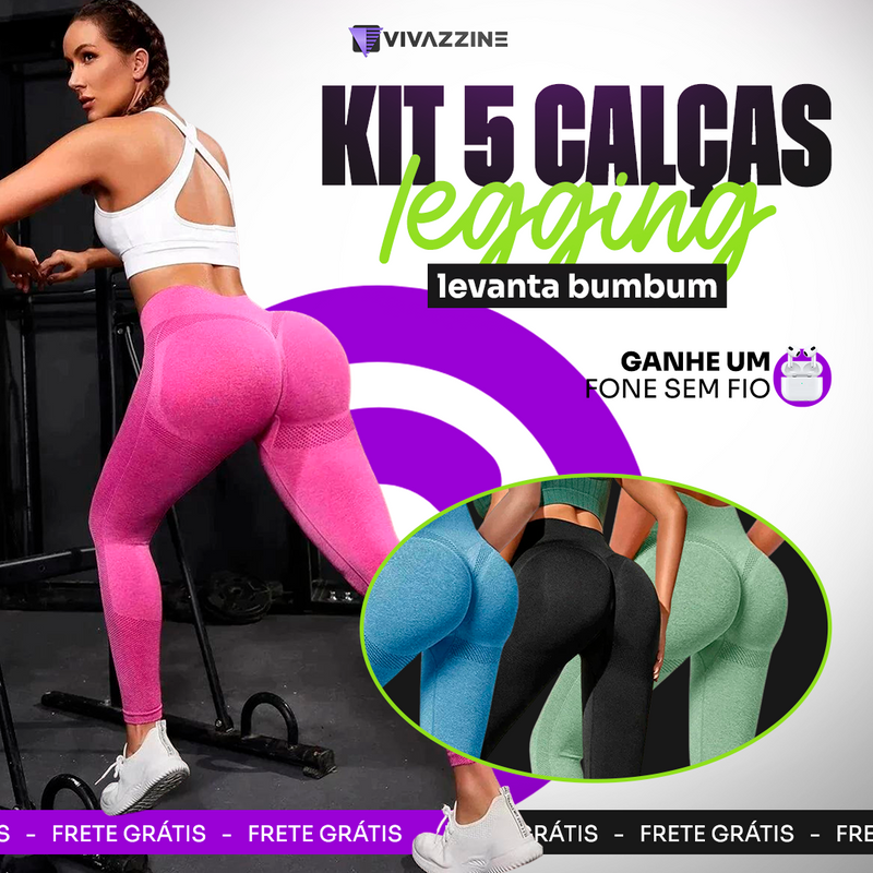 [Kit 5 Calças Legging] - Levanta Bum Bum [60% DE DESCONTO] - Últimas Unidades